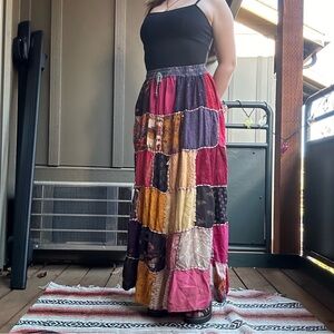 Vintage boho patchwork maxi skirt